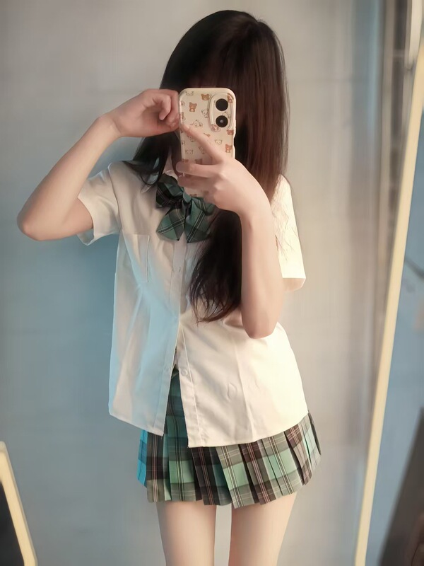 正版学院风日系白色jk衬衫甜美宽松长短袖衬衣tr面料女夏百搭校供|undefined