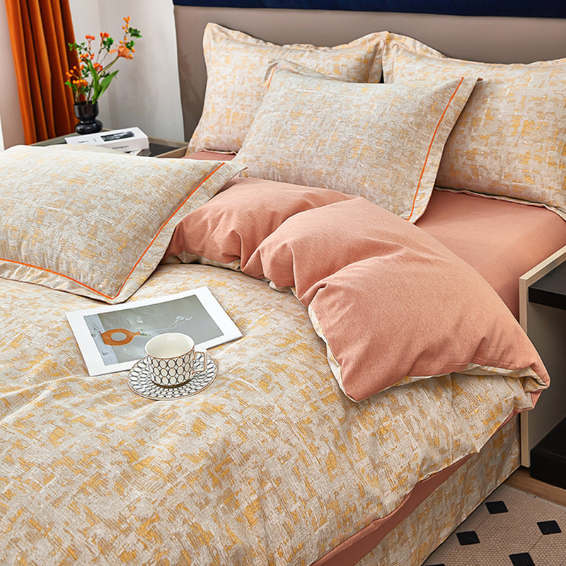 Cama de molido simple conjunto de cuatro piezas 2025 nuevo invierno engrosado sábanas cubierta de cama de algodón puro