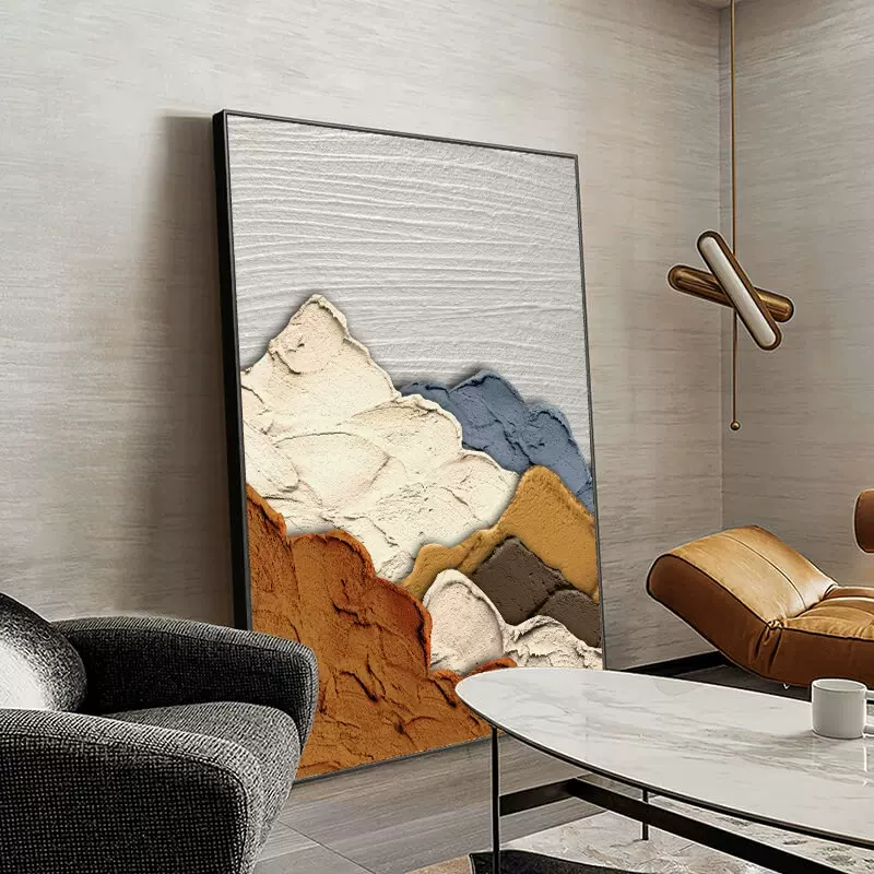 纯手绘油画抽象派沙岩装饰画客厅沙发背景墙挂画轻奢玄关落地