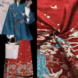 《SY009仙山云鹤》汉服马面裙提花织金服装面料国风妆花锦缎布料