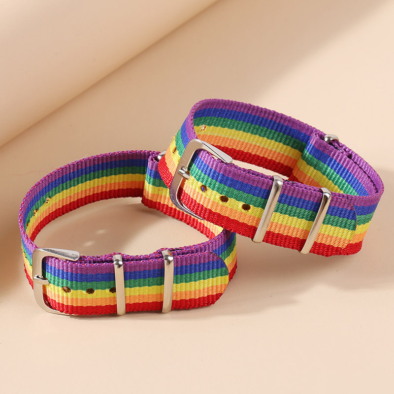 Bracelet Couple Tissé Couleur Arc-en-ciel Coréen display picture 2