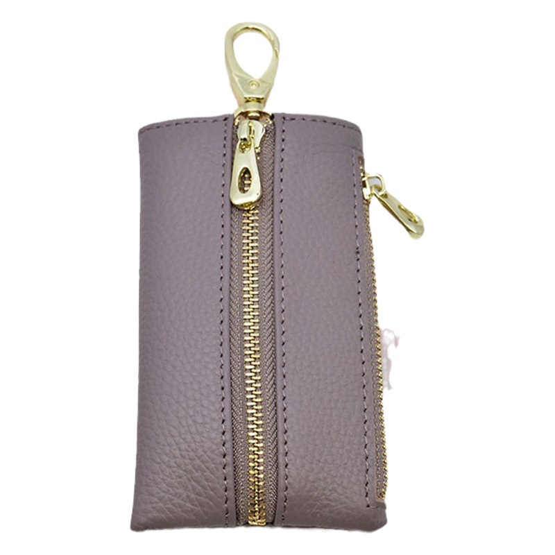 Large Capacity Genuine Leather Key Bag Men's Zipper Men's Car Key Bag Cowhide Multifunctional Waist Padlock Key Bag Women