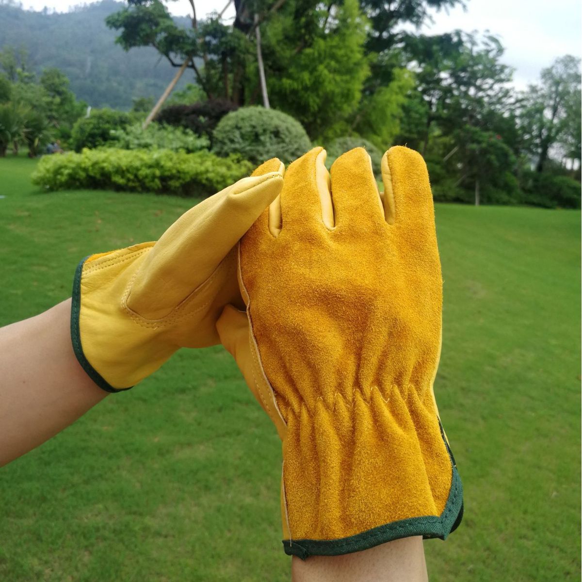 Guantes de equitación guantes de protección laboral transpirable antideslizante resistente al desgaste protección del sitio de construcción trabajo guantes de soldador de piel de vaca guantes de piel de vaca