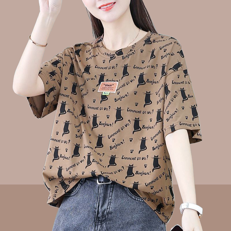 Black Right Shoulder Short-Sleeved T-Shirt for Women 2025 New Summer Popular Women's Clothing Top Brand Half-Sleeved T-Shirt