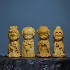 Thuja wood creative root carvings of four beauties, small ornaments, handicrafts, home office desk decoration gifts