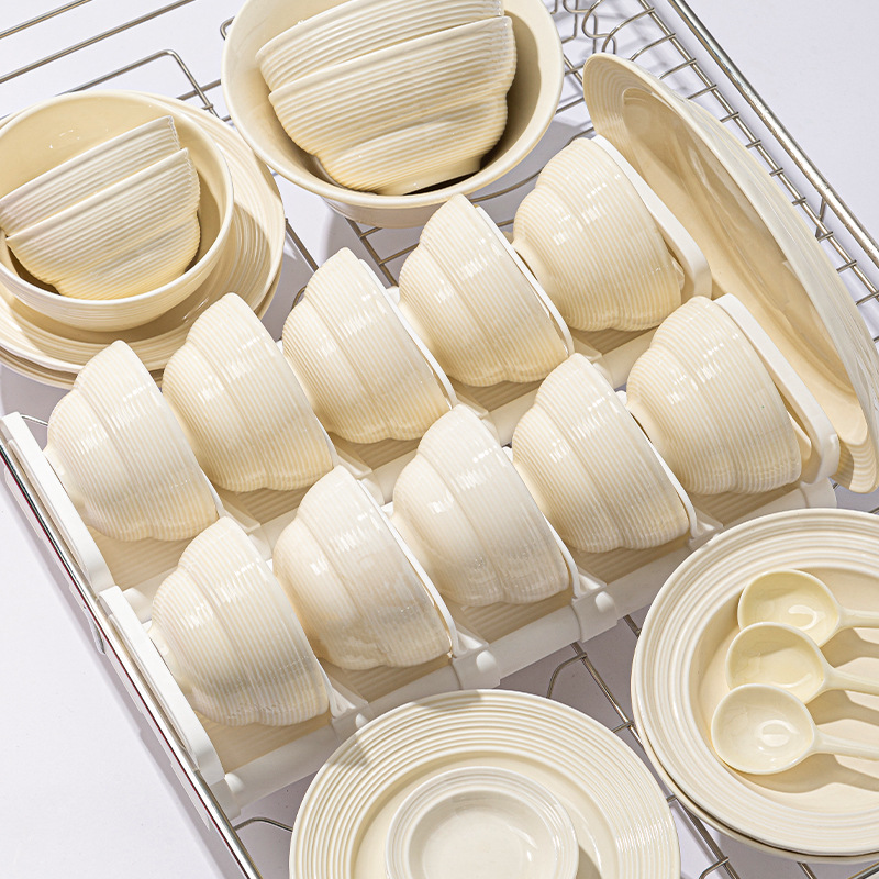 Juego de platos de alta gama de moda francesa Cuenco de cerámica simple para el hogar Plato de pescado Plato de verduras Plato de sopa Plato redondo Vajilla de cerámica