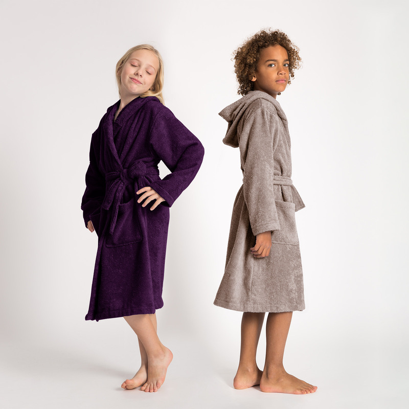 Cross-Border Four-Season Pure Cotton Children's Terry Cloth Hooded Bathrobe, Medium and Large Children's Bathrobe, Water-Absorbent and Thickened Home Swimming