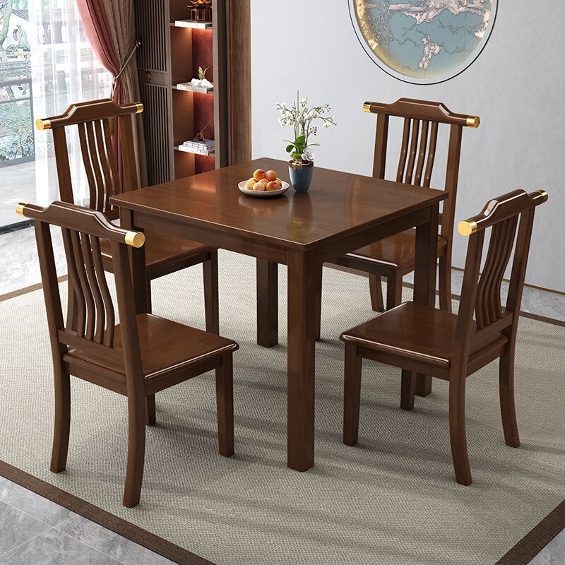 All-Solid Wood Table for Home Use in Small Apartments, Square Dining Table, Simple Modern New Chinese Style Dining Table and Chair Set
