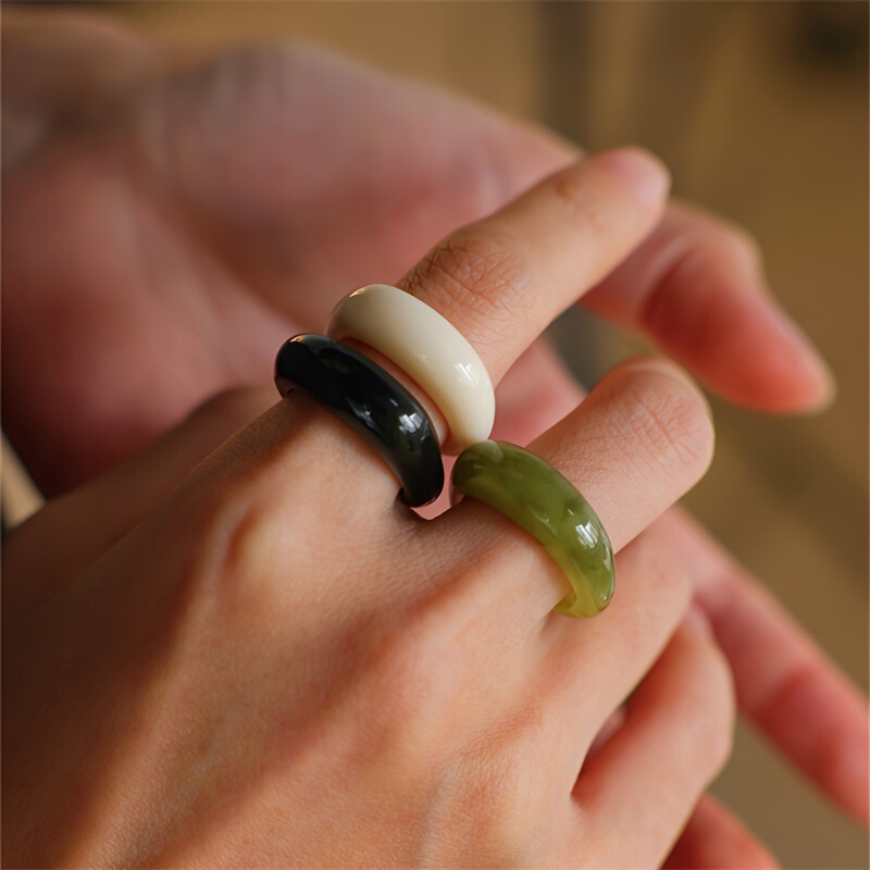 Single Ring Bohemian Retro Style Resin Ring Ins Style Ring Exquisite and Versatile Holiday Gift