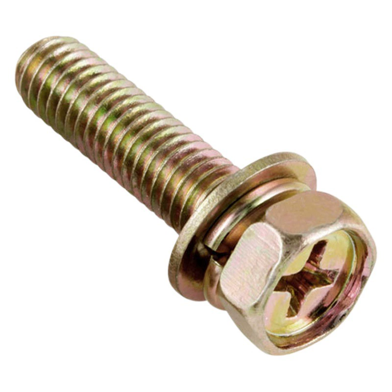 Железный цвет цинковый крест Внешний шестигранник Три комбинированных винта с пружинной подушкой Плоская прокладка Комбинированный болт Винт M5M6M8