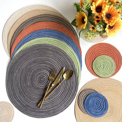 Nordic cotton yarn Western place mat round table mat home ramie plate mat bowl mat Japanese woven non-slip mat insulation mat
