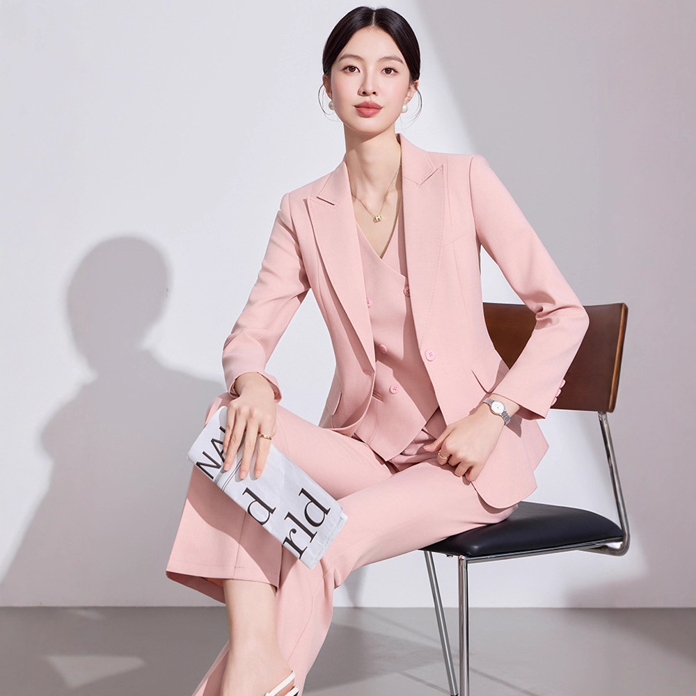 Pink Suit Suit for Women 2025 New Spring & Fall High-End Elegant Professional Vest Manager Management Work Clothes