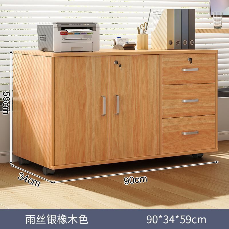[서랍 3개, 잠금장치가 있는 문 2개] 오크색상 90*34*58cm
