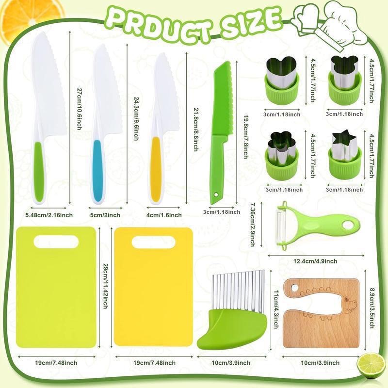 Kindersicherheitsmesserset mit Kunststoffmessern und Schneidebrett