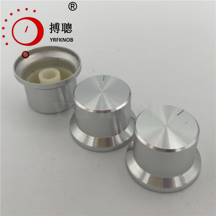 铝合金旋钮 外径25-30*15mm高 银色 帽型 半轴胶芯高出3mm 旋钮
