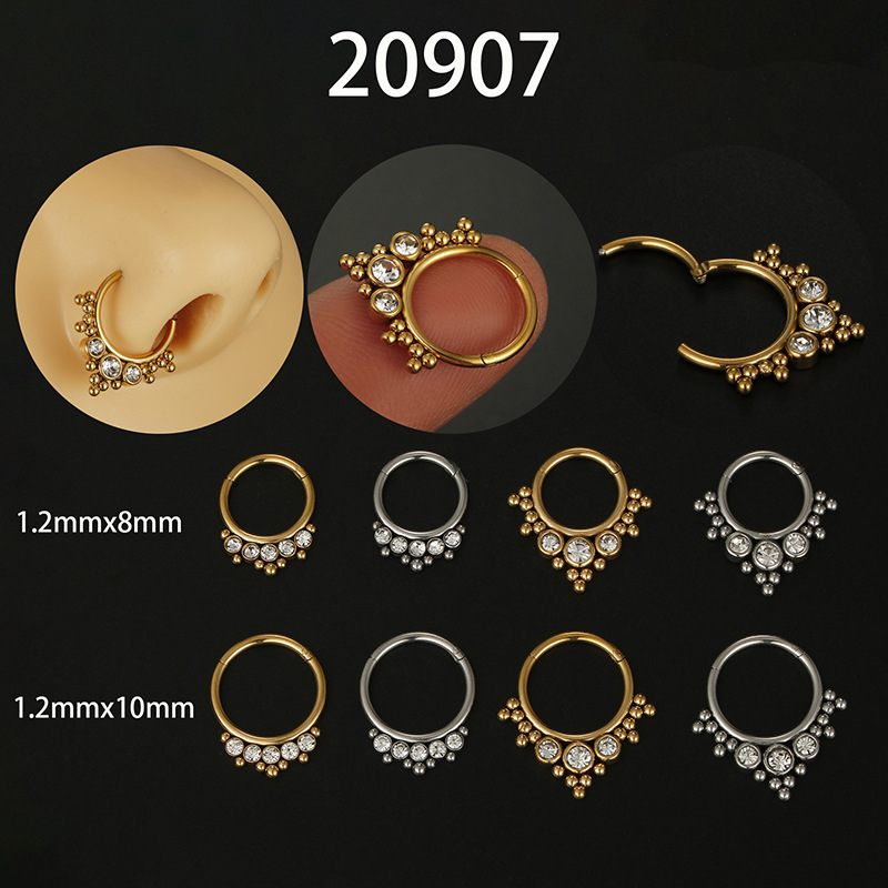 Geometric Pattern Unisex Gender Streetwear Geometric Stainless Steel Inlay Zircon Nose Ring