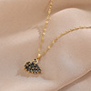 Golden necklace stainless steel, fashionable chain for key bag , brand pendant, jewelry, Korean style, pink gold, 18 carat