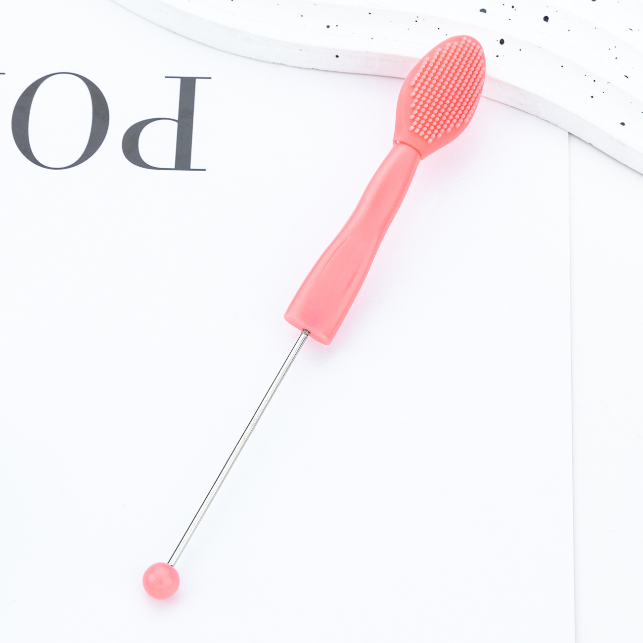 DIY beaded silicona cepillo labial cepillo de cabeza negra cepillo de nariz cepillo de nariz doble cepillo multifuncional cepillo labial lavado cepillo de nariz al por mayor