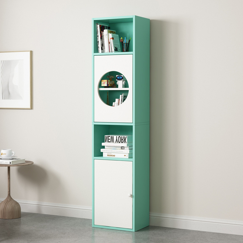 Wall-side Household Corner Narrow Slot Storage Cabinet for Living Room Floor-standing Multi-layer Bookshelf Student Storage Cabinet Bookcase Storage Rack