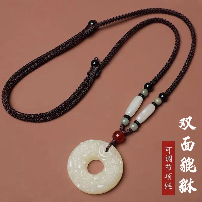 Double-sided carved Pixiu pendant, lucky necklace for your birth year, Pichu fashion pendant for men and women, high-end sweater chain