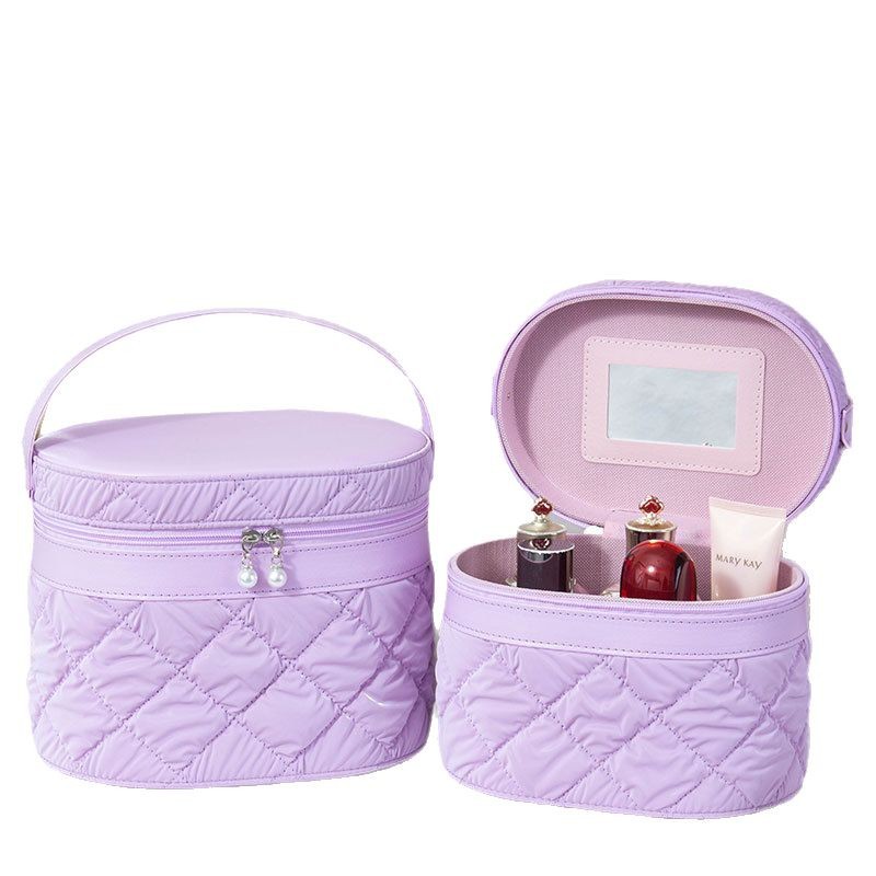 2025 nuevo estuche de cosméticos de gran capacidad, maleta de burbujas de cuero de pu, caja de almacenamiento de herramientas de belleza portátil de alto valor