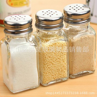 厂家供应100毫升个性玻璃调料瓶  盐瓶胡椒粉瓶孜然粉 方形调料瓶