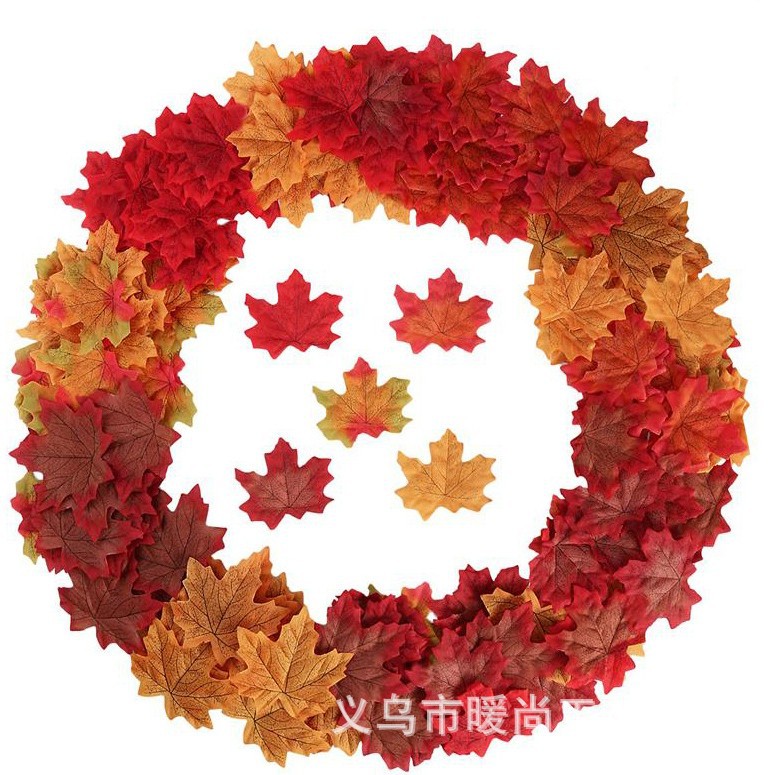 En stock Amazon transfronteriza caliente 8cm simulación hoja de arce planta 100 unids un paquete de accesorios de la escena de la foto de la boda