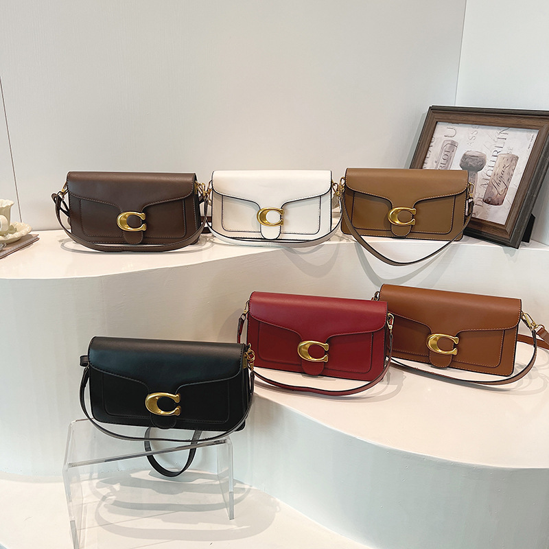 2024 nuevo bolso de nicho para mujer, textura de alta calidad, color sólido, diseño de hardware simple y versátil, bolso diagonal de un solo hombro image 1