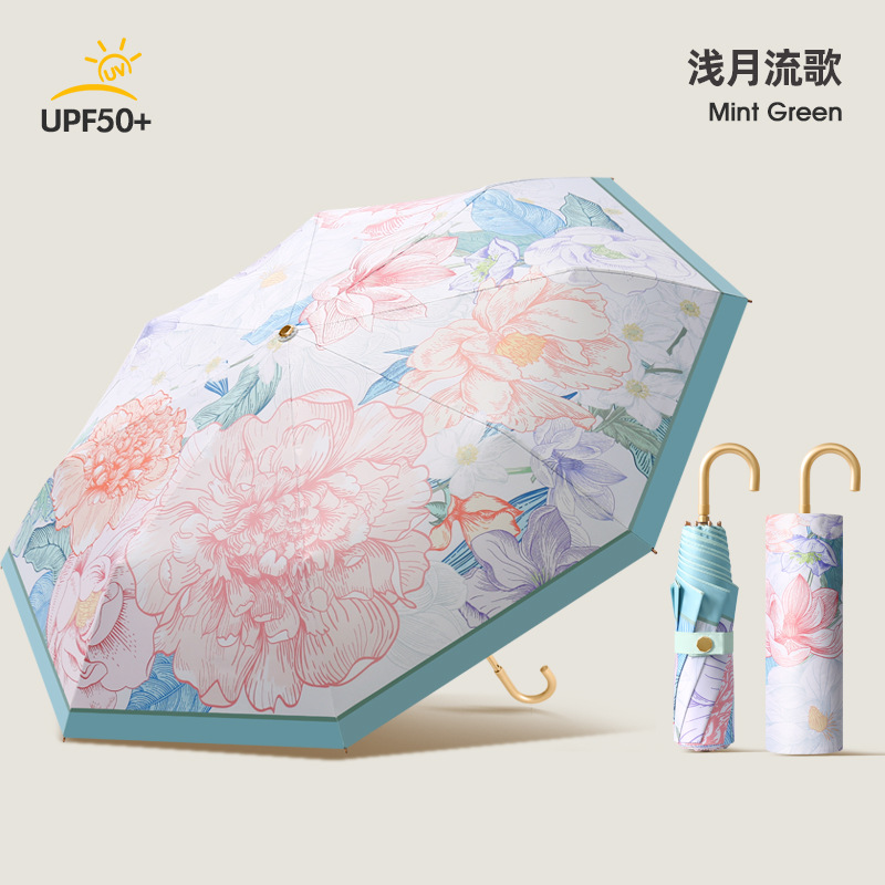 小金鈎超輕太陽傘女防曬防紫外線遮陽傘摺疊小巧便攜晴雨兩用傘女