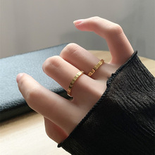 金色细款爱心戒指女小众设计简约叠戴桃心素圈指环可调节气质手饰