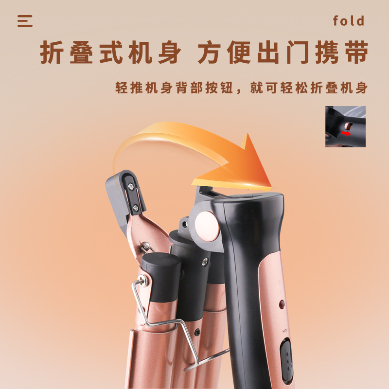 Rizador de Pelo Kemei KM-1010A para Comercio Transfronterizo, Rizador de Pelo de Tres Barriles para Ondas Grandes y Rizos Tipo Huevo image 3