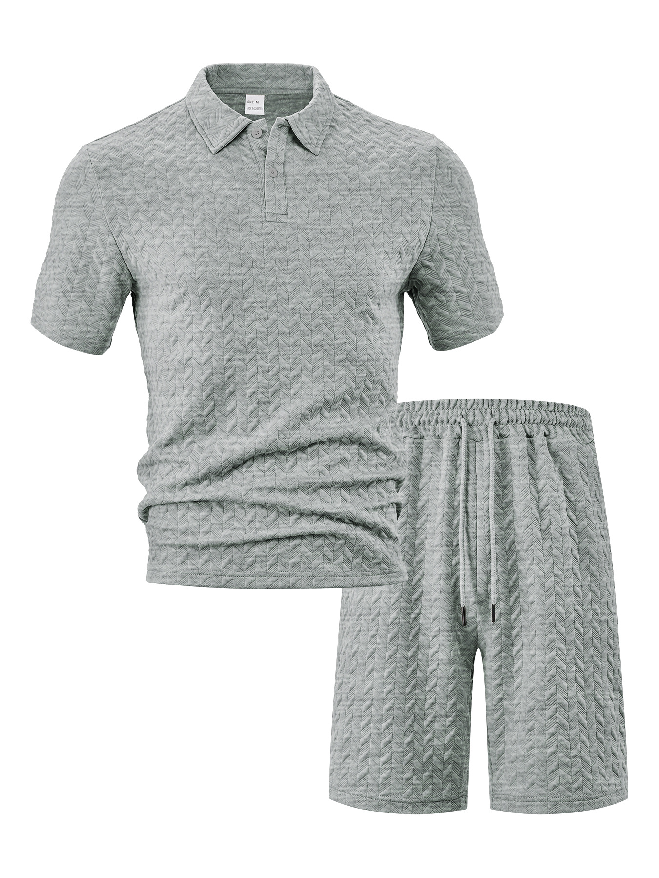 Conjunto de camisa polo de tela jacquard para hombre, transpirable, informal, deportivo, de manga corta, con cuello y pantalones cortos, talla grande, para verano, estilo transfronterizo.