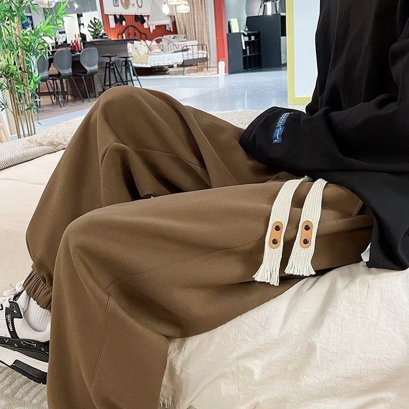 Pantalones casuales de todo fósforo pantalones casuales de pierna recta sueltos para hombre 2024 pantalones con corsé para hombre de moda