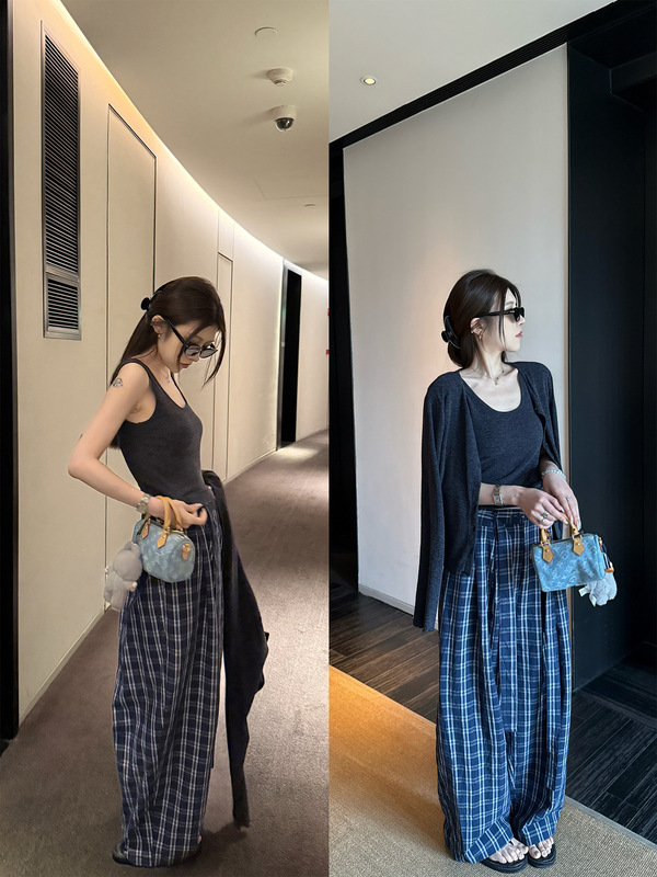 3847#superniniyy 奶油慕斯 可分开购买木耳边开衫加坑条背心女|undefined
