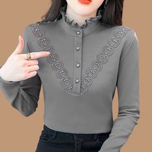 双面绒半高领长袖t恤秋冬加绒保暖中年妈妈中领打底衫上衣女