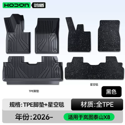 Taishan X8 Floor Mats Tpe26 Modelə uyğun ayaqaltı - lantu-taishan-x8-26-models-double-layer-foot-pad-black-tpe-thickened-black-starry-sky-blanket-starry-sky-cover