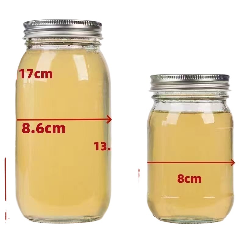 Botella de miel redonda de vidrio de grado alimenticio 1 kg de latas de sellado 2 kg de latas vacías con tapa a prueba de fugas gruesas