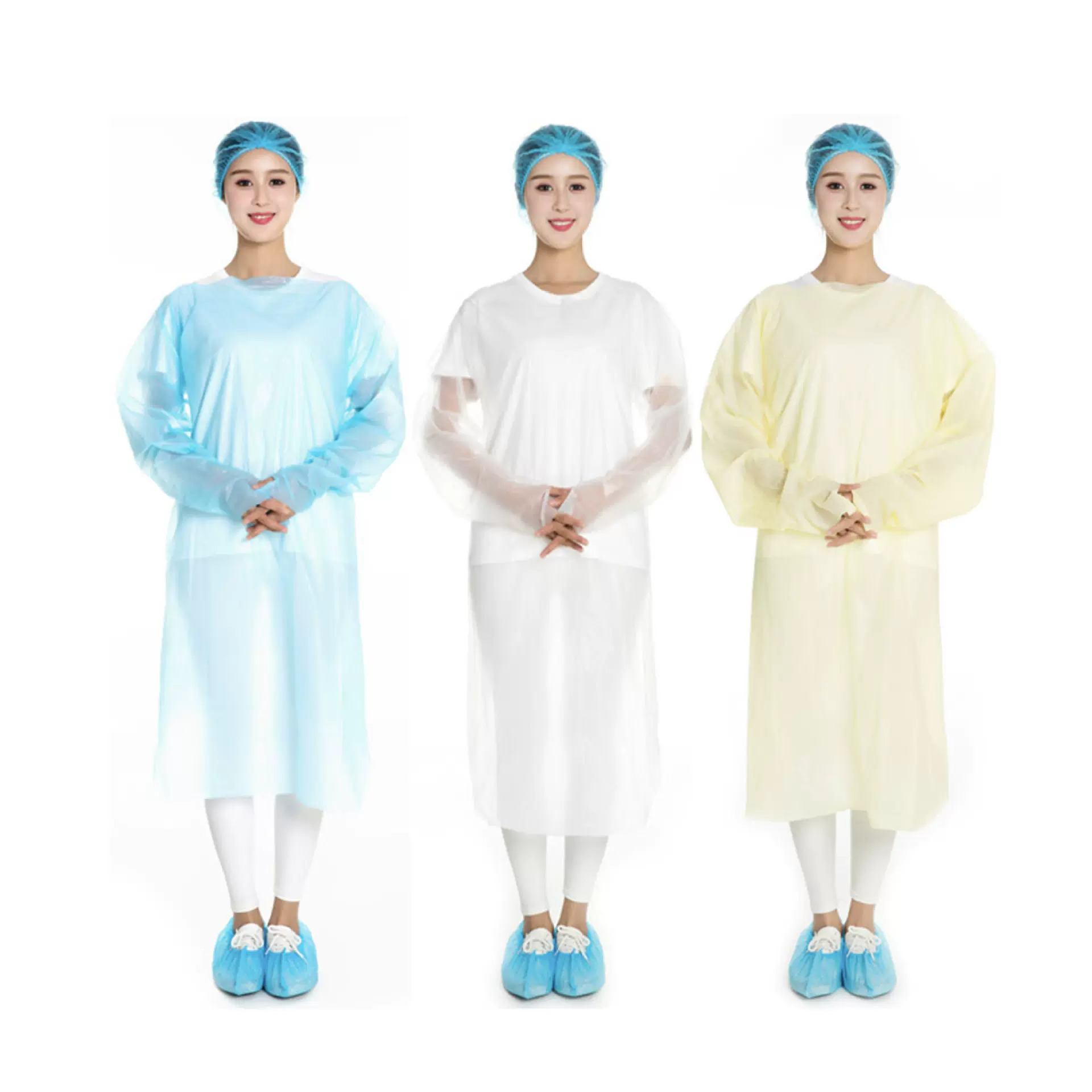 一次性CPE塑料隔离衣带袖防尘防水防护围裙罩衣1件/袋