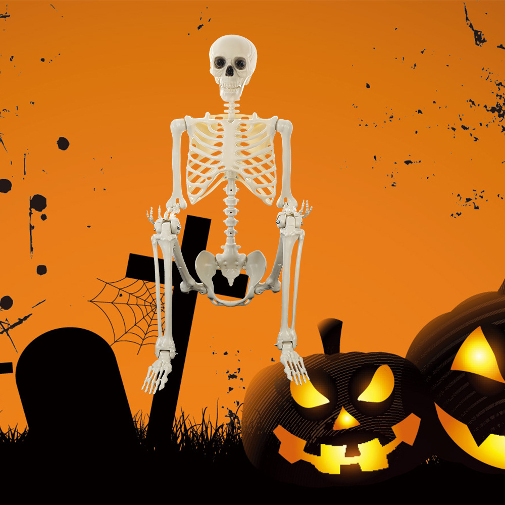 El esqueleto del cuerpo humano explosivo de 165CM puede soportar el esqueleto de terror Halloween, accesorios de varios lugares, esqueleto de venta directa de fábrica