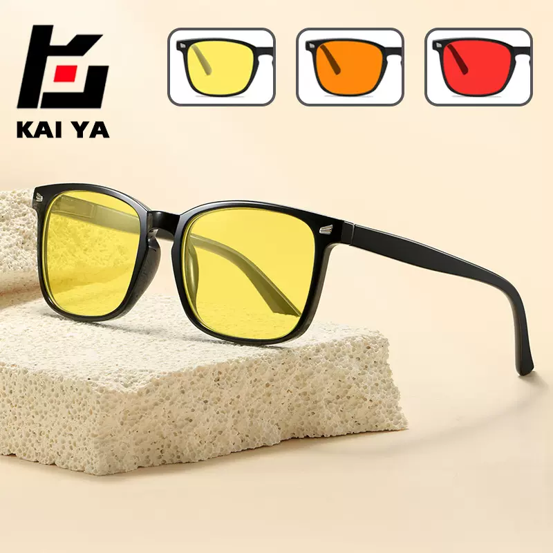 跨境复古夜视防蓝光黄色男女手机平光镜电脑竞技游戏护目眼镜