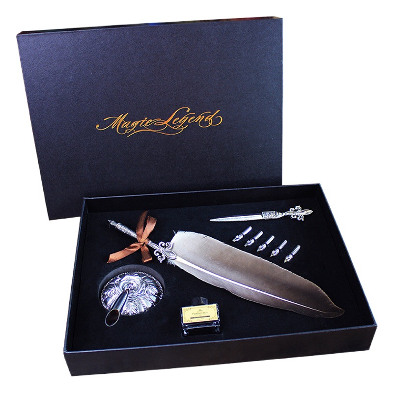 T12YE-L2 European-style retro British dipping goose feather feather pen letter opener envelope letter paper gift box suit