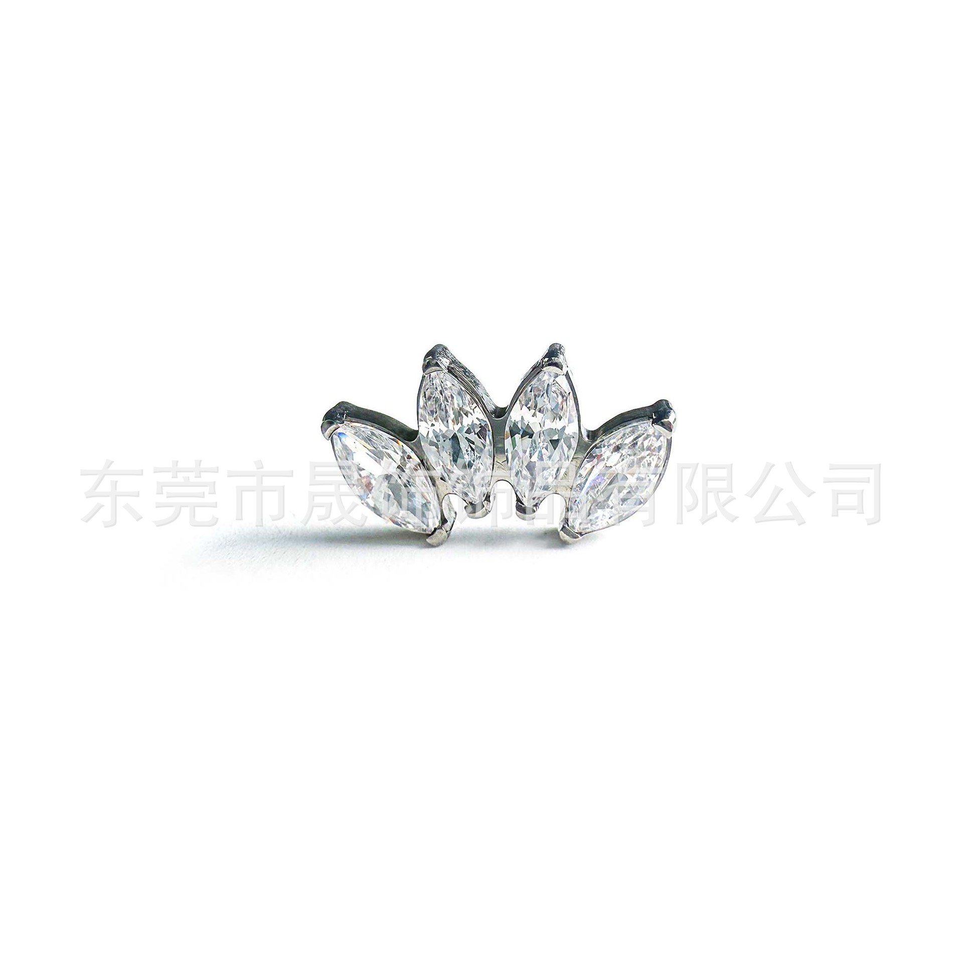 F136钛四马眼锆石耳钉耳蜗钉G23钛合金唇钉人体穿刺饰品耳骨钉