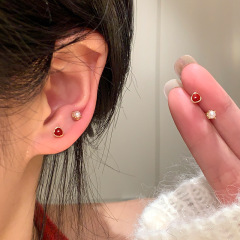 日常养耳洞~港风复古小珍珠耳钉四件套高级感精致小巧耳饰女耳环