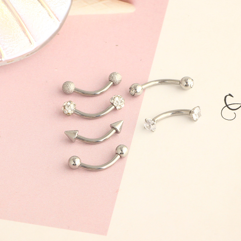 16G Stainless Steel Micro-Inlaid Zircon Eyebrow Ring Screw Ball Fashion Earrings Set of 10 detail image 22
