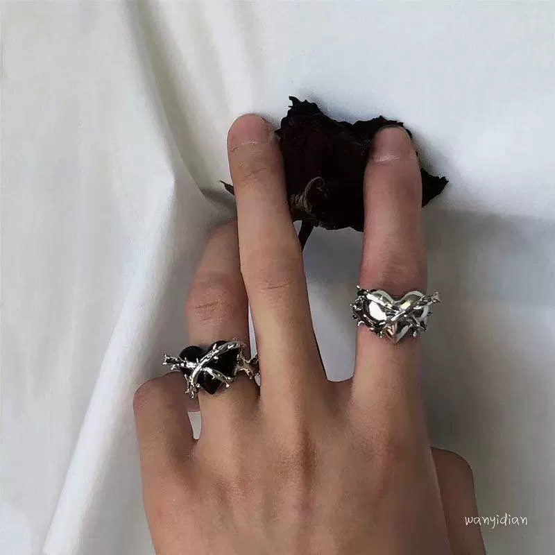 Tide, small design ring heart-shaped, trend of season