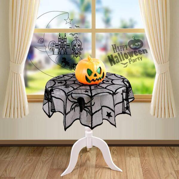 Black Halloween table runner Halloween spider web tablecloth Ghost…