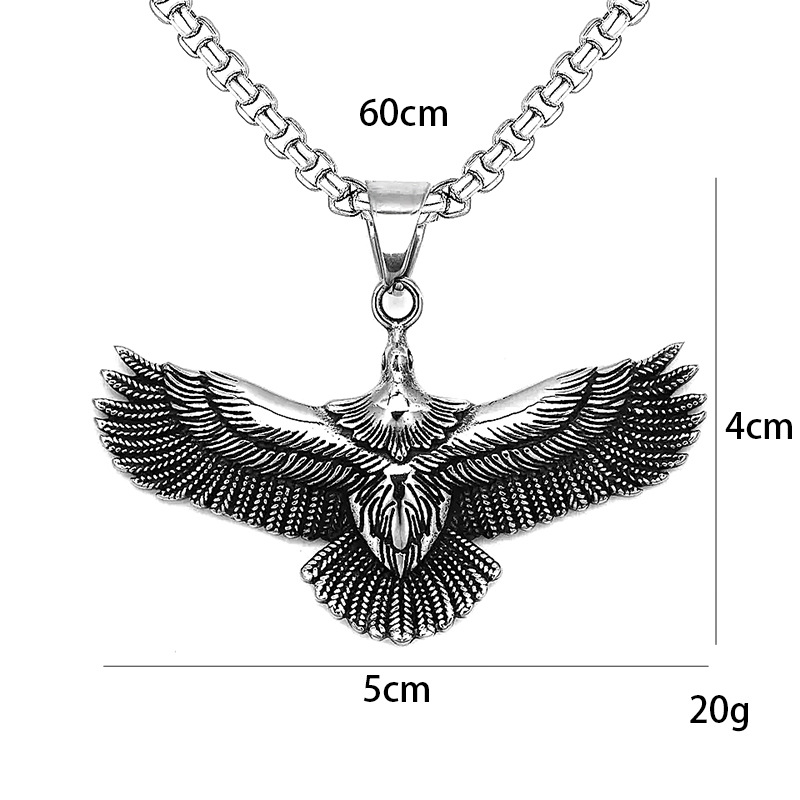 2023 europeo y americano transfronterizo popular vintage punk joyería titanio acero pulido negro águila colgante de acero inoxidable collar