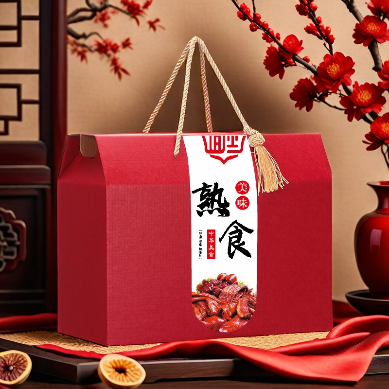 通用熟食包装盒手提卤味烧鸡烤鸭猪蹄礼品盒空盒牛羊肉纸箱定 制
