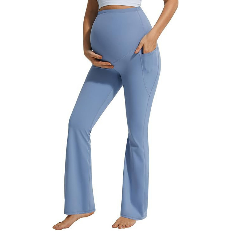 Amazon Quality Solid Color Casual Slightly Flared High-Waisted Slim Wide-Leg Maternity Yoga Fitness Pants