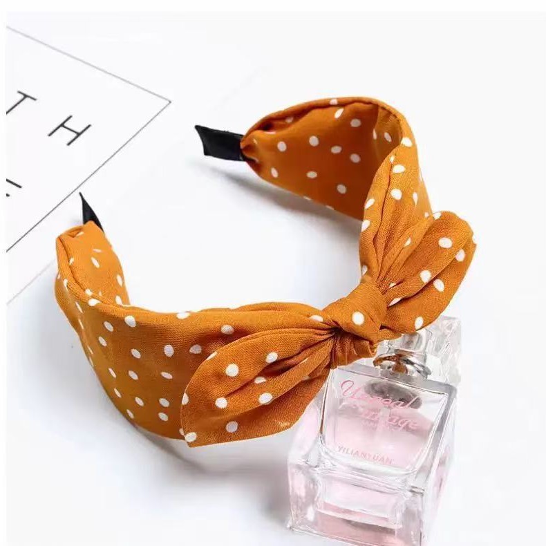 Retro haarband met stippen en strik voor dames brede haarband_voghion.com